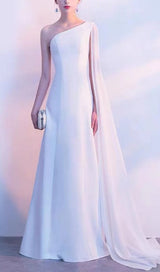 LONG YARN SLOPING SHOULDERS FISHTAIL DRESS IN WHITE styleofcb