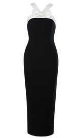 SLEEVELESS EVENING MIDI DRESS IN BLACK & WHITE Dresses styleofcb