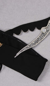 CRYSTAL ONE-SHOULDER MIDI DRESS IN BLACK DRESS STYLE OF CB