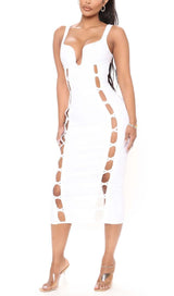 CUT OUT FAUX LACE UP MIDI DRESS DRESS STYLE OF CB