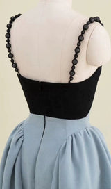 SPANDEX STITCHING MINIMALIST DRESS IN BLACK AND BLUE styleofcb