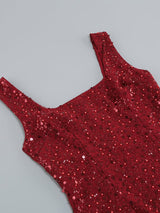 RED FEATHER SEQUIN DRESS styleofcb