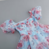 FLORAL CORSET MINI DRESS IN BLUE DRESS STYLE OF CB