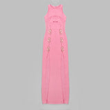 STRAPLESS CUT OUT MAXI DRESS IN PINK styleofcb