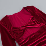 CUT OUT VELVET MIDI DRESS IN WINE STYLE OF CB