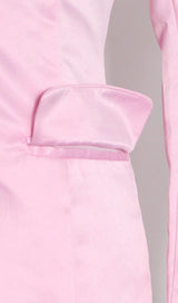 V-NECK ONE BUTTON LONGS SLEEVE MINI SUIT DRESS IN PINK styleofcb