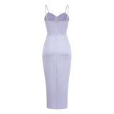 MINK SATIN SWEETHEART NECK CORSET FRONT SPLIT MAXI DRESS DRESS styleofcb