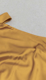 HALTER LACE SATIN MAXI DRESS IN MUSTARD DRESS STYLE OF CB