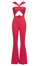 HALTER SLEEVELESS JUMPSUIT IN RED DRESS STYLE OF CB