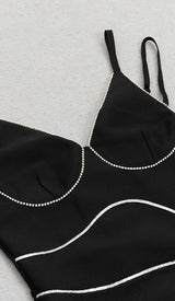 IRREGULAR SPLIT MIDI DRESS IN BLACK styleofcb