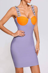 Purple Orange Bandage Mini Dress Dresses styleofcb