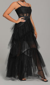 MESH MAXI DRESS IN BLACK Dresses styleofcb