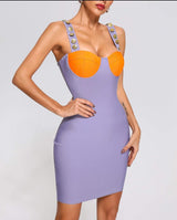 Purple Orange Bandage Mini Dress Dresses styleofcb