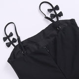 PARTHEA WAIST CUT OUT RHINESTONE A-LINE DRESS styleofcb