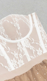 LACE CORSET HEM MIDI DRESS IN BROWN DRESS styleofcb