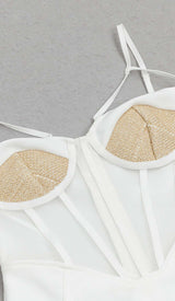 MESH CORSET BODYCON MIDI DRESS IN WHITE DRESS STYLE OF CB