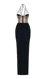 MESH VELVET MAXI DRESS IN BLACK DRESS STYLE OF CB
