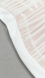 RUCHED BUSTIER MESH MIDI DRESS IN WHITE DRESS STYLE OF CB