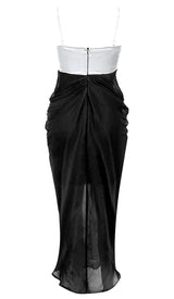 RUCHED STRAPPY MIDI DRESS IN BLACK DRESS STYLE OF CB