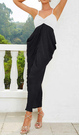 RUCHED STRAPPY MIDI DRESS IN BLACK DRESS STYLE OF CB