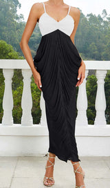 RUCHED STRAPPY MIDI DRESS IN BLACK DRESS STYLE OF CB