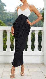 RUCHED STRAPPY MIDI DRESS IN BLACK DRESS STYLE OF CB
