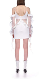RUFFLED LACE MINI DRESS IN WHITE DRESS STYLE OF CB
