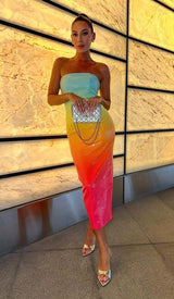 STRAPLESS SEQUIN OMBRE MAXI DRESS IN MULTI-COLOR DRESS styleofcb