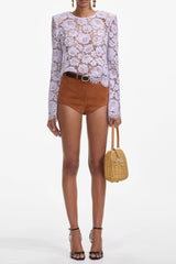 Lilac Lace Fluted Sleeve Top