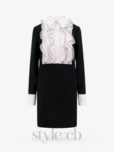 two-tone ruffle trim embellished mini dress