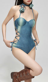 Dodger Denim Flower One-Piece Swimsuit