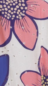 penelope Botanic Blue-Pink Print Eyelet Maxi Dress