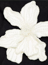 FLOWER APPLIQUE ONE SHOULDER MIDI DRESS  IN BLACK