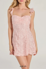 Butterfly Lace A-Line Mini Dress