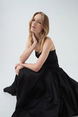 nancy Bubble Hem Maxi Dress in black