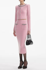 shirley pink embellished jacket & skirt matching set