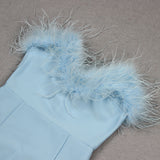 FEATHER MINI DRESS IN ROYAL BLUE