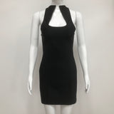 Sleeveless collarless bandage mini dress in black