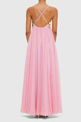 joann Appliqué Camellia Floral Maxi Dress in pink
