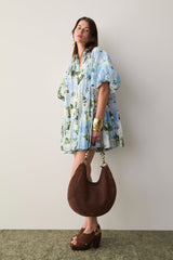 agatha floral print Mini Smock Dress in blue