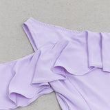 ONE SHOULDER RUFFLE TRIM DRESS IN PURPLE