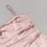 DUSTY ROSE SPAGHETTI STRAPS WRAP DRESS WITH SLIT