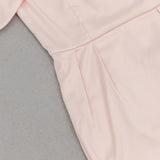 BODYCON SATIN RUCH MIDI DRESS IN PALE PINK