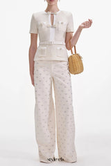 vicky Cream Sequin Knit Top