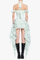 elva halter three-dimensional flower irregular tassel mini dress in mint