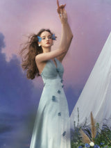 Butterfly Princess Halter midi Dress in light blue