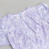 LAVENDER SHORT SLEEVE FLORAL DRAPED MIDI DRESS