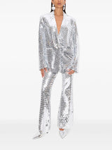 sequin-embellished trousers blazer set in silver