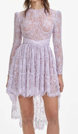 Lilac Lace Satin Mini Dress