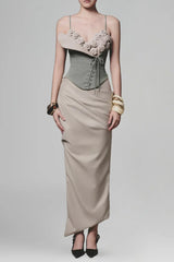 emily Blue Mint Camellia Corset Top